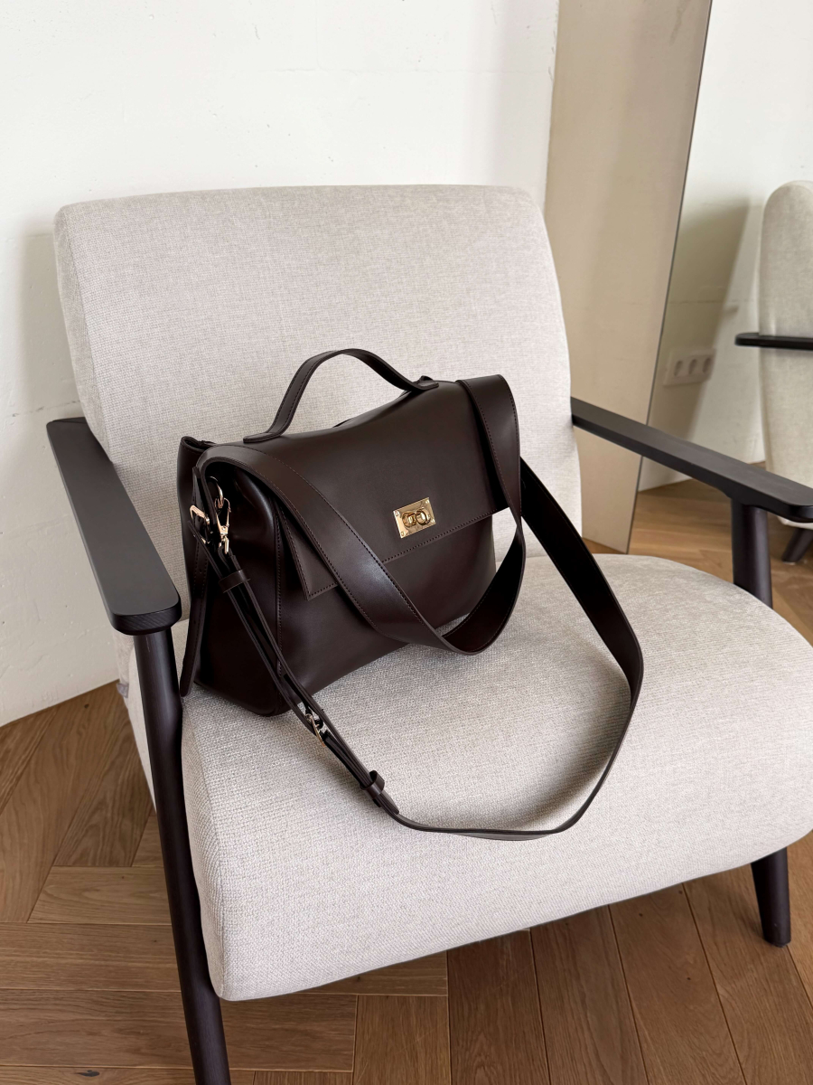 Містка сумка-шопер ТЕОНА шоколадна LEMAN LM4868-2